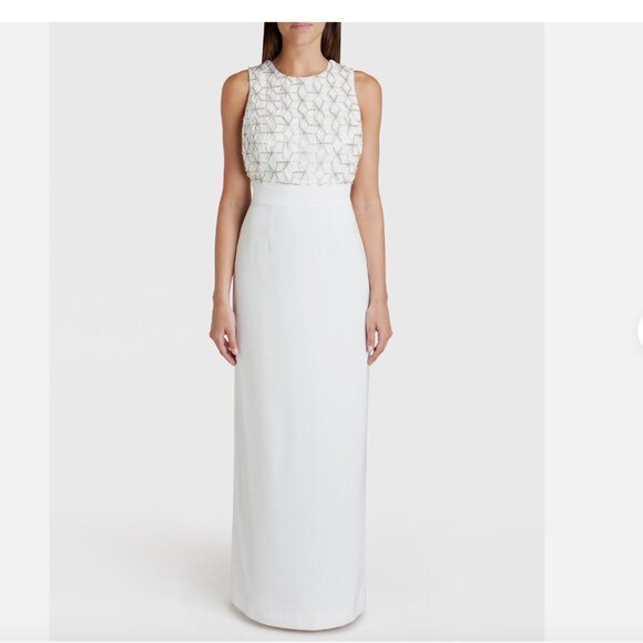 Ted Baker Aaina Embellished Maxi Dress gown white gold size 2 nwot - Picture 2 of 16